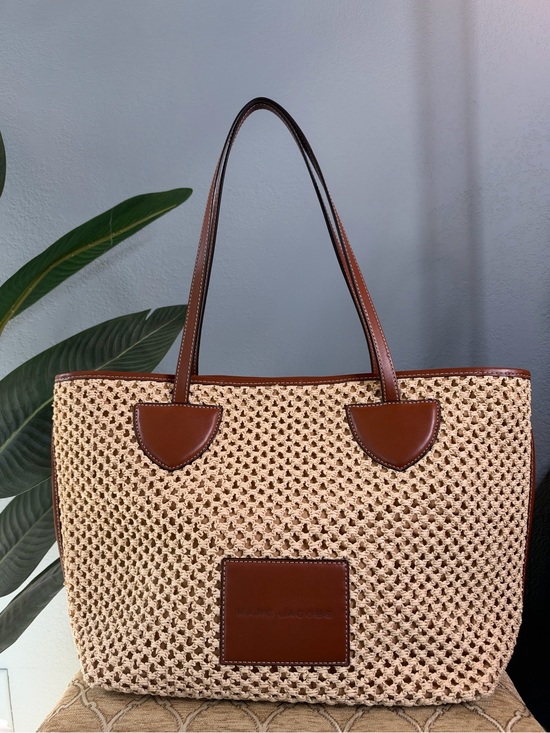 Marc Jacobs Handbags - Marc Jacobs Woven Tote Bag with Brown Leather Trim